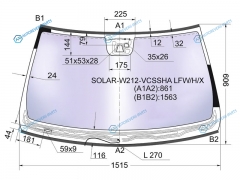 SOLAR-W212-VCSSHA LFWHX Стекло лобовое атермальное с обогревом щеток + дд камера MERCEDES E-CLASS W212 45D 10-13 (Solar-X