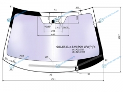 SOLAR-XL-12-VCPSH LFWHX Стекло лобовое атермальное с обогревом щеток + дд MITSUBISHI OUTLANDER 12-20 (Solar-X)