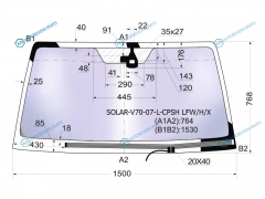 SOLAR-V70-07-L-CPSH LFWHX Стекло лобовое атермальное с обогревом щеток + дд MITSUBISHI PAJERO 35D 06- (Solar-X защита о