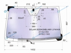 SOLAR-3020AGNBLHMV LFWHX Стекло лобовое атермальное с обогревом щеток + дд SSANGYONG KYRON 05-16ACTYONACTYON SPORT 06 (Sola