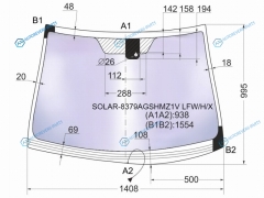 SOLAR-8379AGSHMZ1V LFWHX Стекло лобовое атермальное с обогревом щеток + дд TOYOTA AVENSIS 45D 08-18 (Solar-X защита от ультр