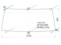 Y633 LFW Стекло лобовое в резинку HINO RANGER CABOVER FDFGGKFF WIDE BODY 89-