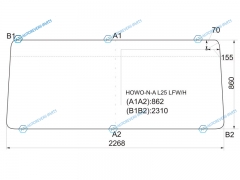 HOWO-N-A L25 LFWH Стекло лобовое в резинку HOWO SINO TRUCKSTEURVOLVO FL7FL10`86- FL71012 `87-92