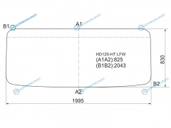HD120-HT LFW Стекло лобовое в резинку HYUNDAI HD120HD270 TRUCK 97-