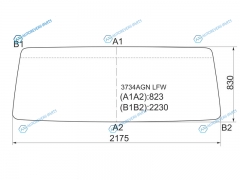 3734AGN LFW Стекло лобовое в резинку IVECO EUROTECHEUROTRAKKER 91- STRALIS (узкая кабина) 02-