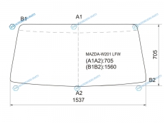 MAZDA-W201 LFW Стекло лобовое в резинку MAZDA TITAN CABOVER TRUCK 89-00