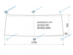 BENZ309310 LFW Стекло лобовое в резинку MERCEDES-BENZ L309310L613 MINI BUS 80-90
