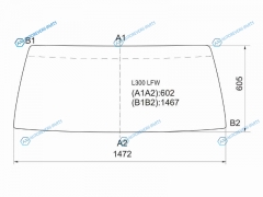 L300 LFW Стекло лобовое в резинку MITSUBISHI DELICA VAN 79-86  PICKUP 80-94