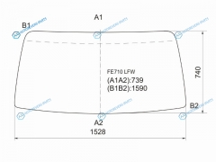 FE710 LFW Стекло лобовое в резинку MITSUBISHI FUSO CANTER FE78 (HIGH ROOF) 03-