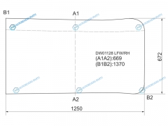 DW01128 LFWRH Стекло лобовое правая половинка NAVISTARINTERNATIONAL 9800 CO-5870 CABOVER 91-00