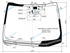 PROCEED-12-VCPSS LFWHX Стекло лобовое с обогревом +дд +дзапотевания +камера KIA PROCEED 3D HBK 12-15
