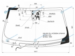 KIA-K9-15-L-VCSSSH LFWHX Стекло лобовое с обогревом щеток + дд камера +дзапотевания KIA QUORISK9 SED 15-18