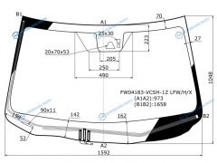 FW04183-VCSH-1Z LFWHX Стекло лобовое с обогревом щеток + дд камера ACURA MDX 5D 14-