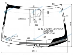 ES-13-L-VCPSH-1Z LFWHX Стекло лобовое с обогревом щеток + дд камера LEXUS ES 12-18