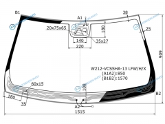 W212-VCSSHA-13 LFWHX Стекло лобовое с обогревом щеток + дд камера MERCEDES-BENZ E-CLASS W212 45D 13-16