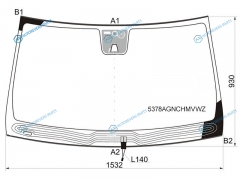 5378AGNCHMVWZ Стекло лобовое с обогревом щеток + дд камера MERCEDES-BENZ GLML-CLASS (W166) 12-16