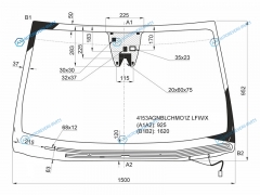4153AGNBLCHMO1Z LFWX Стекло лобовое с обогревом щеток + дд камера(по центру) HYUNDAI SANTA FE 14-18