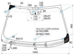 HYU-YF-L-VCPS LFWHX Стекло лобовое с обогревом щеток + дд HYUNDAI SONATA YF 10-14