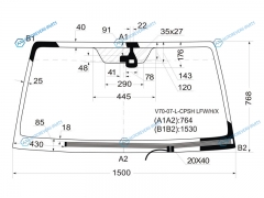 V70-07-L-CPSH LFWHX Стекло лобовое с обогревом щеток + дд MITSUBISHI PAJERO 35D 06-