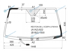 REXTON-06-L-VCSPH LFWHX Стекло лобовое с обогревом щеток + дд SSANGYONG REXTON II- III 06-17