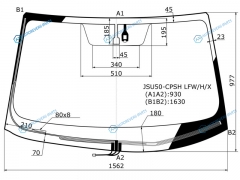 JSU50-L-VCPS LFWHX Стекло лобовое с обогревом щеток + дд TOYOTA HIGHLANDER 14-19