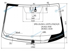 SPG-JSU50-L-VCPS LFWHX Стекло лобовое с обогревом щеток + дд TOYOTA HIGHLANDER 14-19