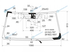 56101-60908 Стекло лобовое с обогревом щеток + дд TOYOTA LAND CRUISER J200 (логотип TOYOTA) 07-15
