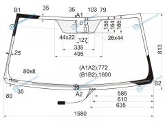 56101-60951 Стекло лобовое с обогревом щеток + дд TOYOTA LAND CRUISER J200 (логотип TOYOTA) 07-15