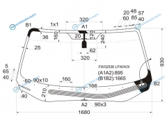 FW02536 LFWHX Стекло лобовое с обогревом щеток HONDA RIDGELINE 05-14