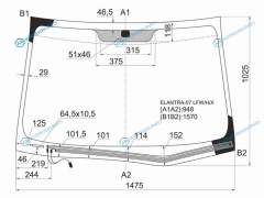 ELANTRA-07 LFWHX Стекло лобовое с обогревом щеток HYUNDAI AVANTEELANTRA 06-10