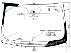 4146AGNBLHV LFWHX Стекло лобовое с обогревом щеток HYUNDAI i40 (Российская сборка) 45D 11-