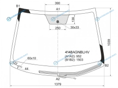 4148AGNBLHV Стекло лобовое с обогревом щеток HYUNDAI SOLARISKIA RIO 45D 10-17