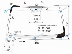 SORENTO-1 LFWHX Стекло лобовое с обогревом щеток KIA SORENTO I 02-09