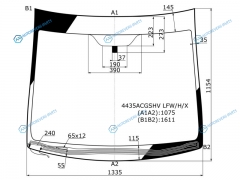 4435ACGSHV LFWHX Стекло лобовое с обогревом щеток KIA VENGA (панорамная крыша) 09-18