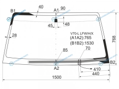 V70-L LFWHX Стекло лобовое с обогревом щеток MITSUBISHI PAJERO 35D 99-