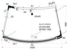NI-J31 LFWHX Стекло лобовое с обогревом щеток NISSAN TEANA 03-08MAXIMA (сингапур.) RHD 03-08