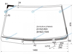 ZX110-R-H LFWHX Стекло лобовое с обогревом щеток TOYOTA MARK II  BLIT X110 45D 00-07