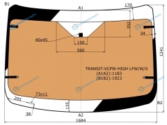 TRANSIT-VCPW-HIGH LFWWX Стекло лобовое с полным обогревом FORD TRANSIT (высокая крыша) 13-