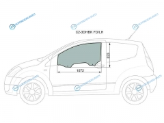 C2-3DHBK FDLH Стекло переднее левое опускное CITROEN C2 03-08