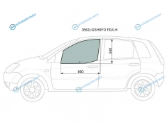 3562LGSH5FD FDLH Стекло переднее левое опускное FORD FIESTA 5D 01-08