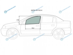 ASTRA-98 FDLH Стекло переднее левое опускное OPEL ASTRA G 345D 98-04CHEVROLET VIVA 4D 04-08