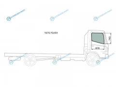 Y070 FDRH Стекло переднее правое опускное HINO RANGER CABOVER STANDARD BODY 01-