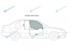 ACCENT-2000 FDRH Стекло переднее правое опускное HYUNDAI ACCENT (сборка Россия) 45D 00-12