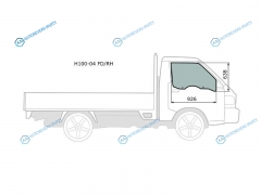 H100-04 FDRH Стекло переднее правое опускное HYUNDAI PORTER H100 TRUCK 04-