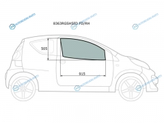 8363RGSH5FD FDRH Стекло переднее правое опускное TOYOTA AYGOPEUGEOT 107CITROEN C1 5D 05-14