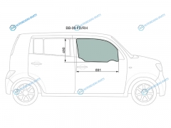 BB-06 FDRH Стекло переднее правое опускное TOYOTA bB 06-16DAIHATSU COOMATERIA 06-13