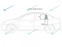 ASTRA-5DHBK-98 RQLH Стекло форточки (уголок) задней левой двери OPEL ASTRA G 345D 98-04CHEVROLET VIVA 4D 04-08