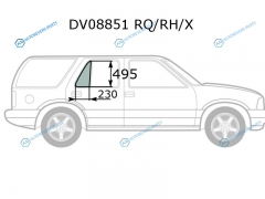 DV08851 RQRHX Стекло форточки (уголок) задней правой двери CHEVROLET BLAZER S10 5D 95-05