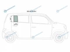 BB-06 RQRH Стекло форточки (уголок) задней правой двери TOYOTA bB 06-16DAIHATSU COOMATERIA 06-13