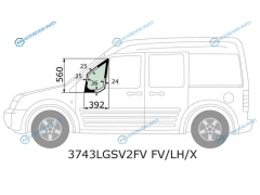3743LGSV2FV FVLHX Стекло форточки (уголок) переднее левое FORD TOURNEO TRANSIT CONNECT 02-13